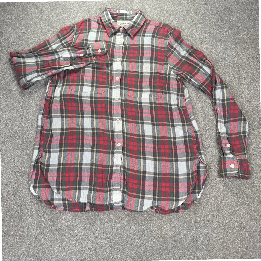 Denim & Supply Ralph Lauren Plaid Button Up Shirt M Linen Blend Red Tunic Holida